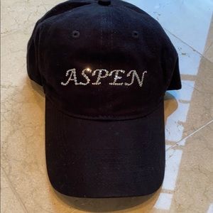 Baseball Hat - Black with Aspen spelled Crystals
